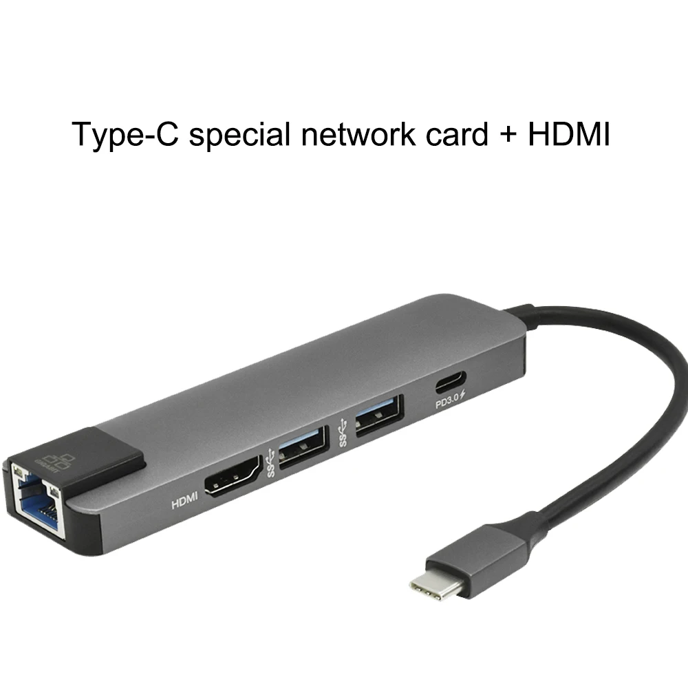 5 в 1 usb type C концентратор HDMI 4K USB C концентратор к Gigabit Ethernet Rj45 Lan адаптер док-станция для MacBook Pro Thunderbolt 3 USB-C зарядное устройство
