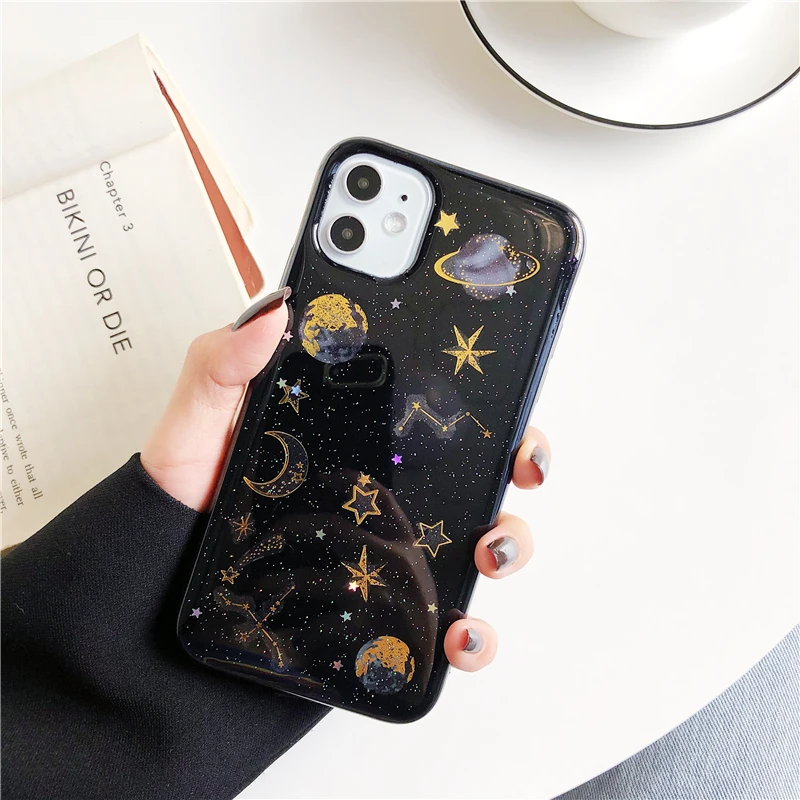 iphone 12 pro case Hot Planet Glitter Clear Phone Case For iPhone 13 12 Pro Max 11Pro Max XR X XS Max 7 8 Plus Soft Epoxy Back Cover Cases best iphone 12 pro case