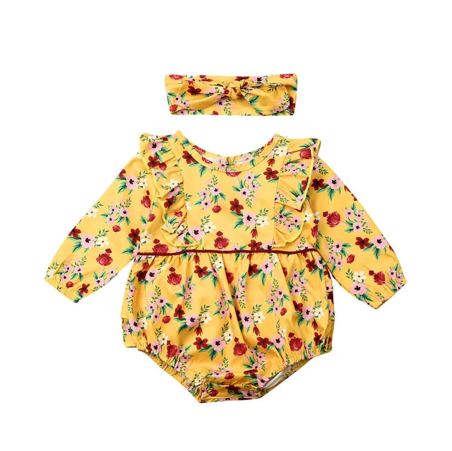 Emmababy, милая одежда для маленьких девочек, боди с длинными рукавами и цветочным принтом, комплект одежды с платьем - Детский размер (США): 6 М