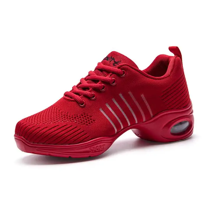Новинка года; мягкие туфли для танцев для женщин; дышащая подошва; Танцевальные Кроссовки; женская Современная джазовая обувь; женская спортивная обувь - Цвет: 985 Red