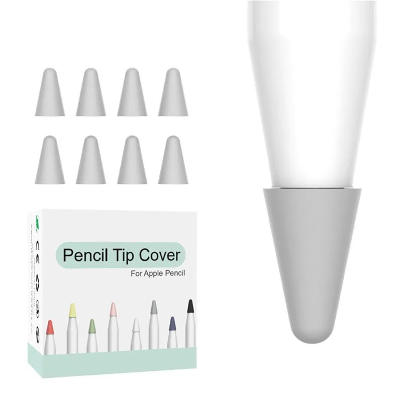 BINMER 8 шт силиконовый сменный наконечник, чехол, защитный чехол для Apple Pencil 1st 2nd, стилус, чехол - Цвета: Серый