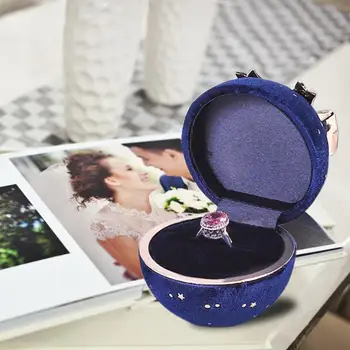 

Wedding Round Velvet Bow-knot Jewelry Box Ring Necklace Jewelry Display Case Wedding Valentine's Day Gift Boxes