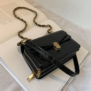 

с доставкой Small PU Leather Crossbody Bags for Women 2020 Black Hand Bag Women's Branded Trending Chain Shoulder Handbags