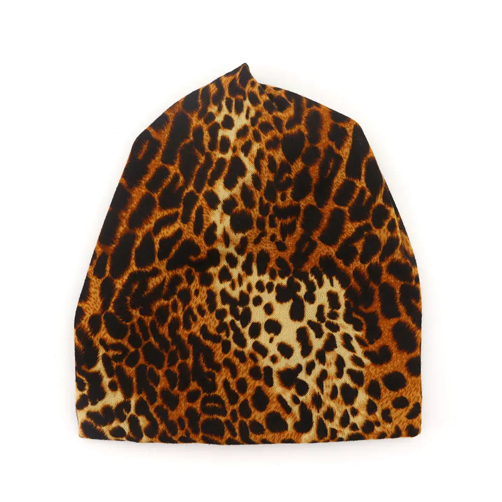 skully hat men's 2022 Fashion Women's hat Leopard hat Female Beanies Skullies Casual Polyester Leopard Scarf Cap Two Used Autumn Winter hats mens skully beanie