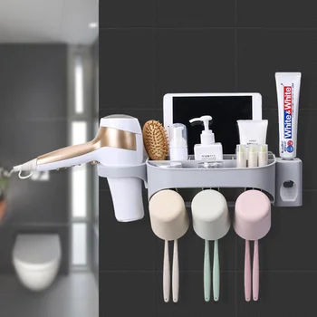 

VIP Mouthwash Cup Set Automatic Squeeze Toothpaste Bathroom Suction Wall-Free Perforated Toothbrush Holder