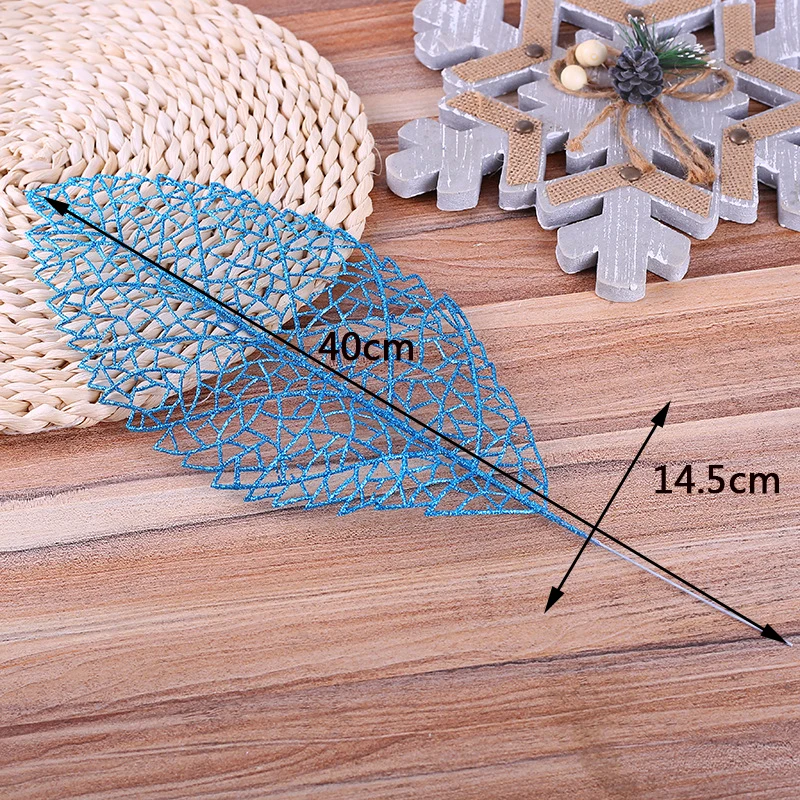 10pcs Christmas Ornaments 25CM Flower Grass Hollow Discharge Class Simulation Fake Leaf Flower Unique Living Room Decor Crafts