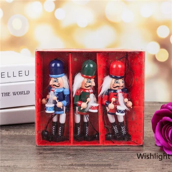 

3 Pieces/Set Christmas Nutcracker Puppet Soldier Shape Decoration Christmas Tree Pendant German Culture Wood Accessories 12CM