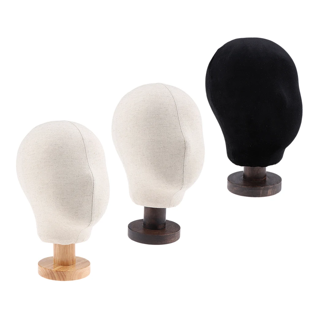 20 Inches Cork Canvas Block Head Mannequin Manikin Wig Making Hat Display Styling Head With Wooden Stand