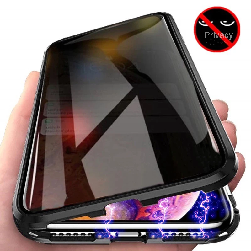 

New Privacy Tempered Glass Magnetic Case For iPhone XR XS MAX X 7 8 Plus Case 360 Full Body Magnet Metal Protective Cover Funda