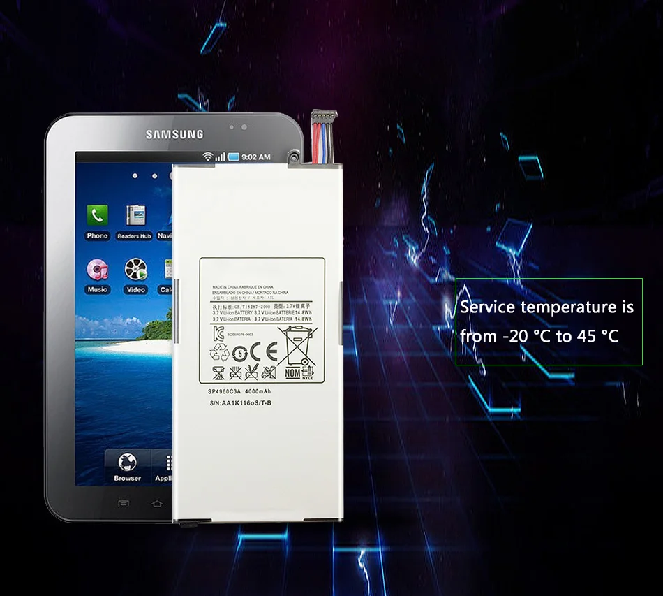 Аккумулятор для планшета SP4960C3A для samsung Galaxy Tab 7,0 GT-P1000 P1010 4000 мАч, высококачественный аккумулятор для ПК