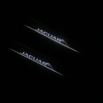 

RQXR led stainless steel overlay acrylic door scuff for jaguar xe r sport 2017 moving door sill plate decorative light, 2pcs