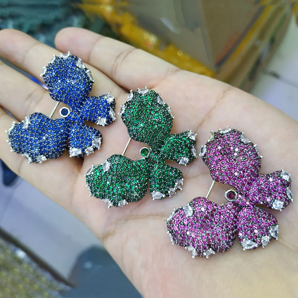 

46x32mm Women's High Quality Butterfly Paved CZ Brooches