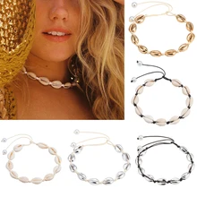 Новинка, ожерелье с ракушками, богемное, натуральное, ракушка, чокер, Черная веревка, цепочка, бусы для женщин, ювелирные изделия, подарки для лета, пляжа, мамы, сестры