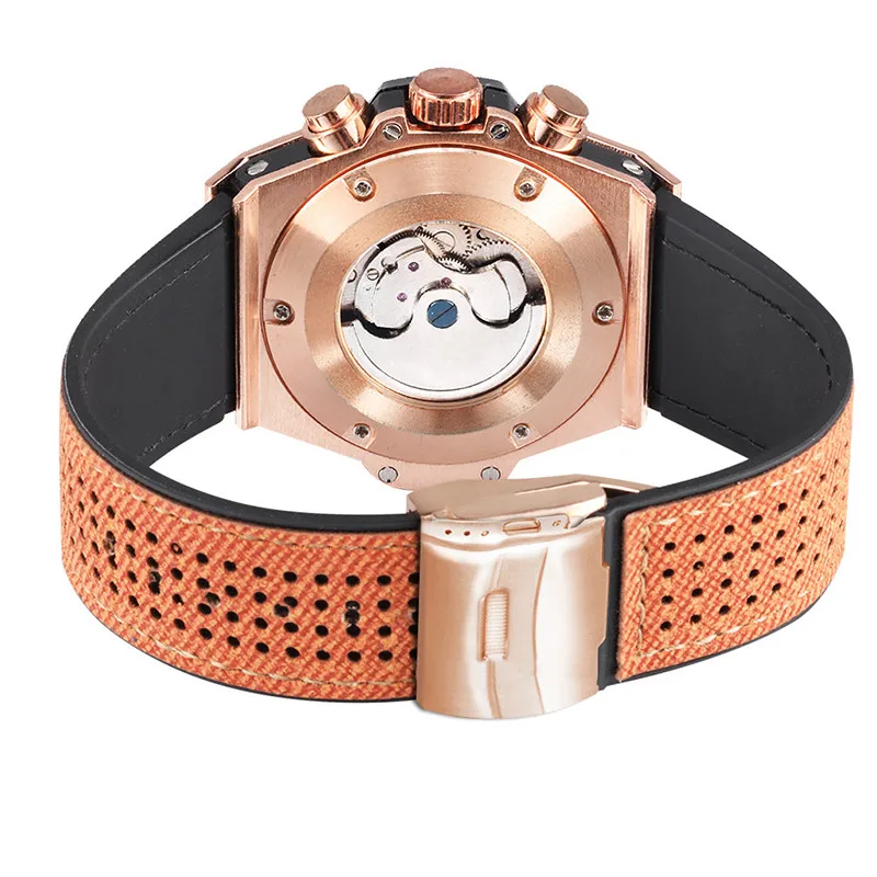 

Branded Skeleton Automatic Watch Hollow Clocks Men Silicone Luminous Waterproof Sport Wristwatches