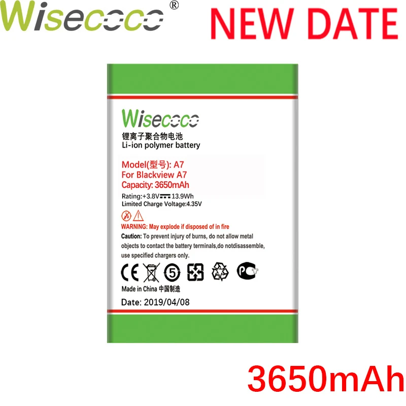 

Wisecoco A7 3650mAh Newly Produced Battery For Blackview A7 A 7 Pro Phone Battery Replacement + Tracking Number