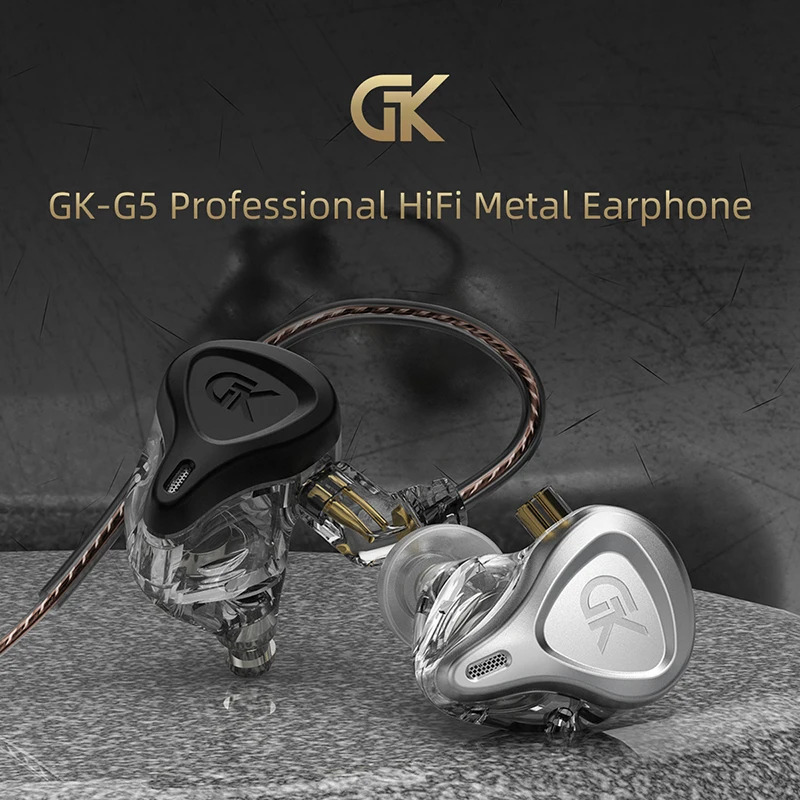 GK G5 Metal Wired Earphone In Ear HiFi Bass Music Earbud Headset With Microphone Noise Cancelling Sport Monitor Headphones