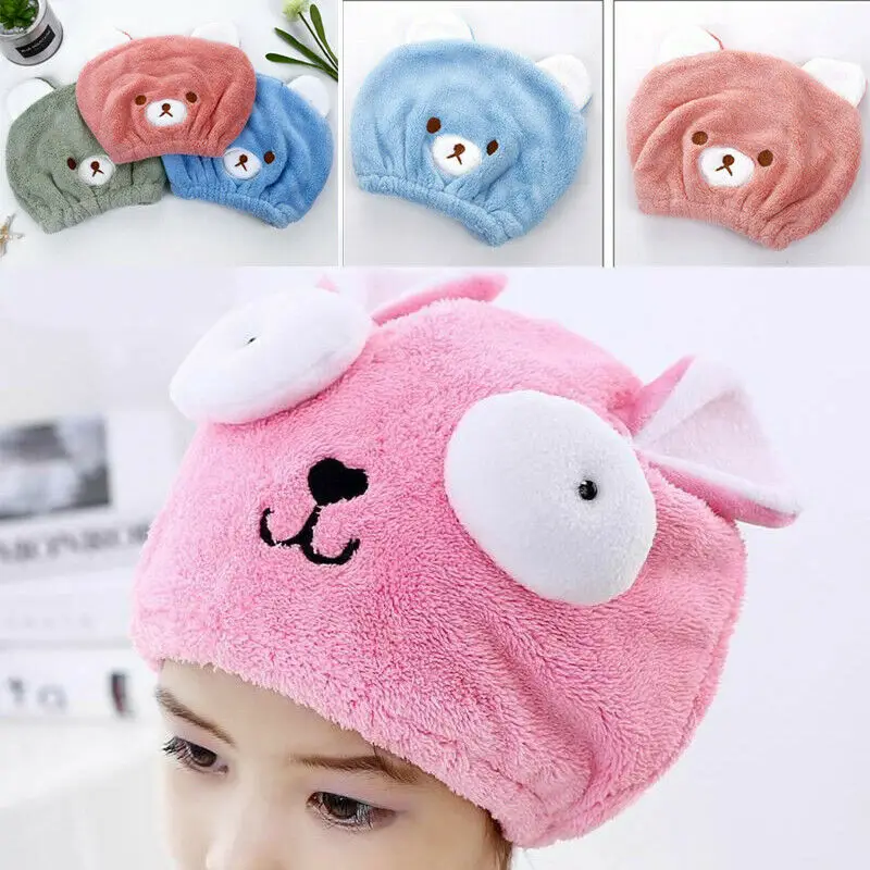 Child Kids Bath Towel Hat Cute Shower Hair Dry Cap  Absorbent Quick Dry Hat US 