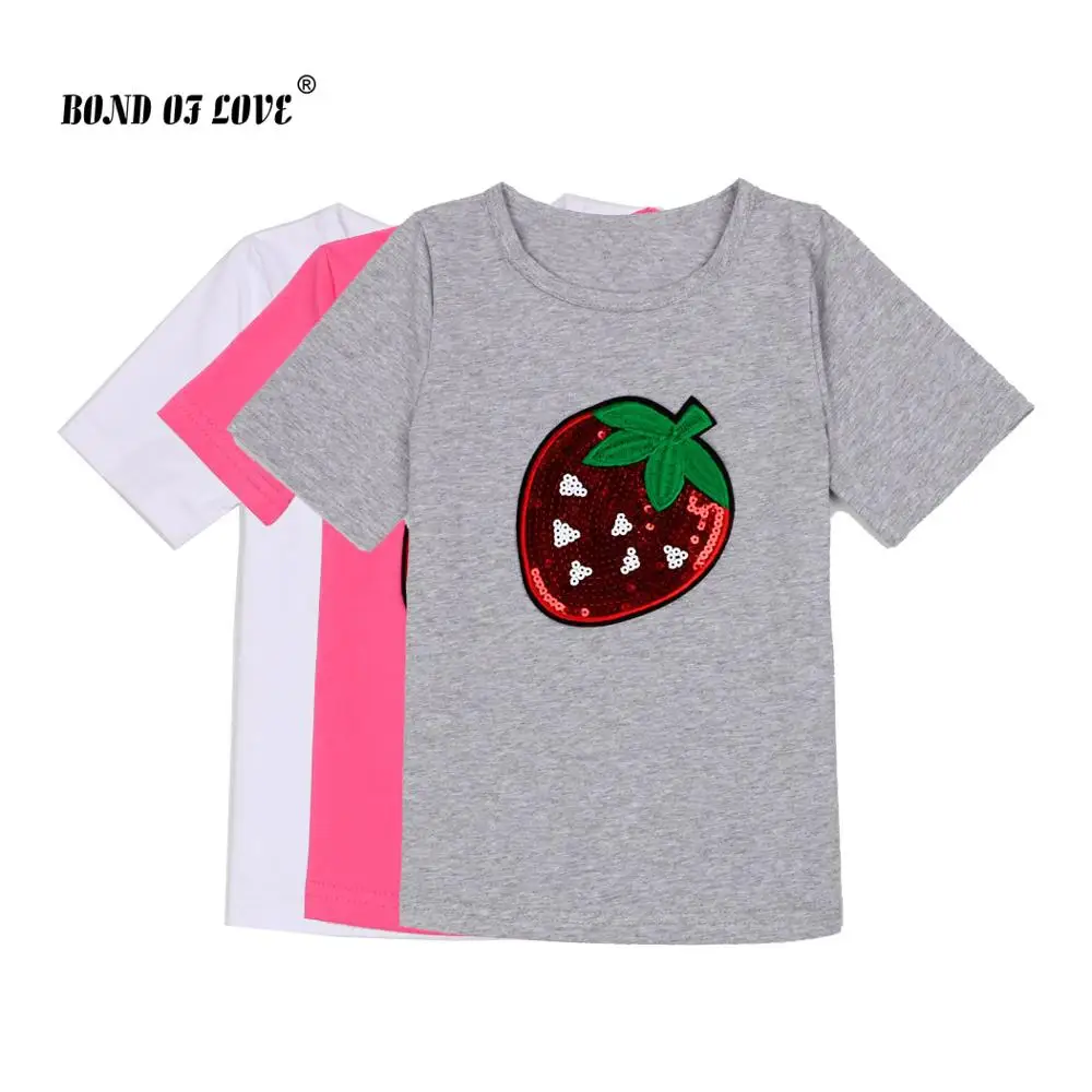 Children Clothes Boys Girls Strawberry Pattern Short Sleeves Tshirts