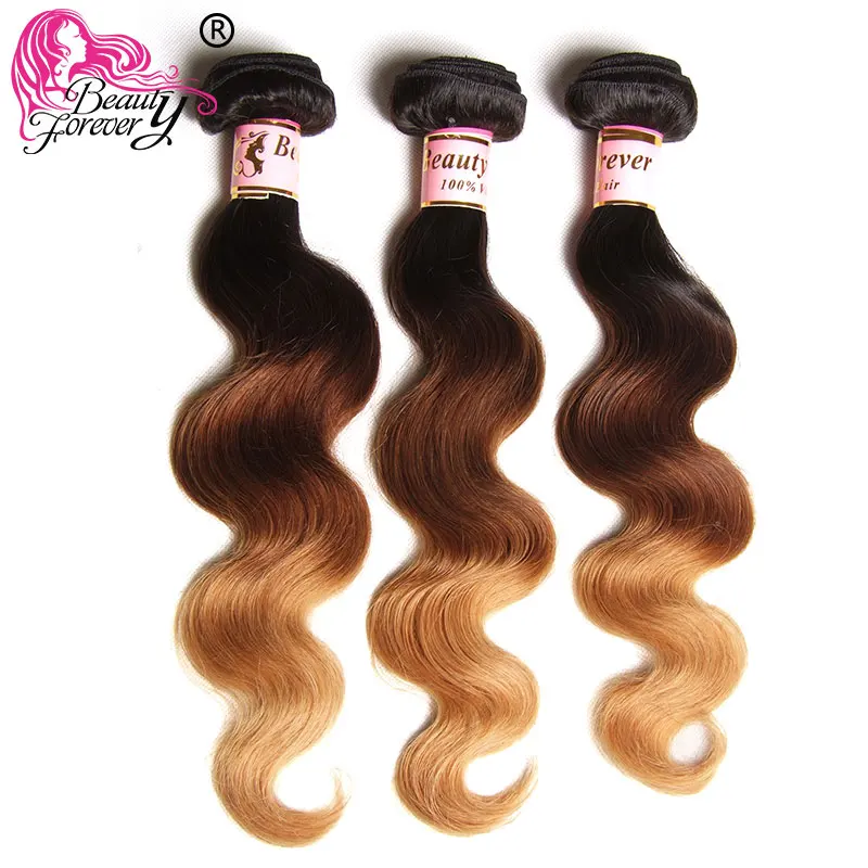 

Beauty forever Ombre Brazilian Hair Weave Bundles Body Wave 3 Tone T1B/4/27 Remy Ombre Human Hair Bundles