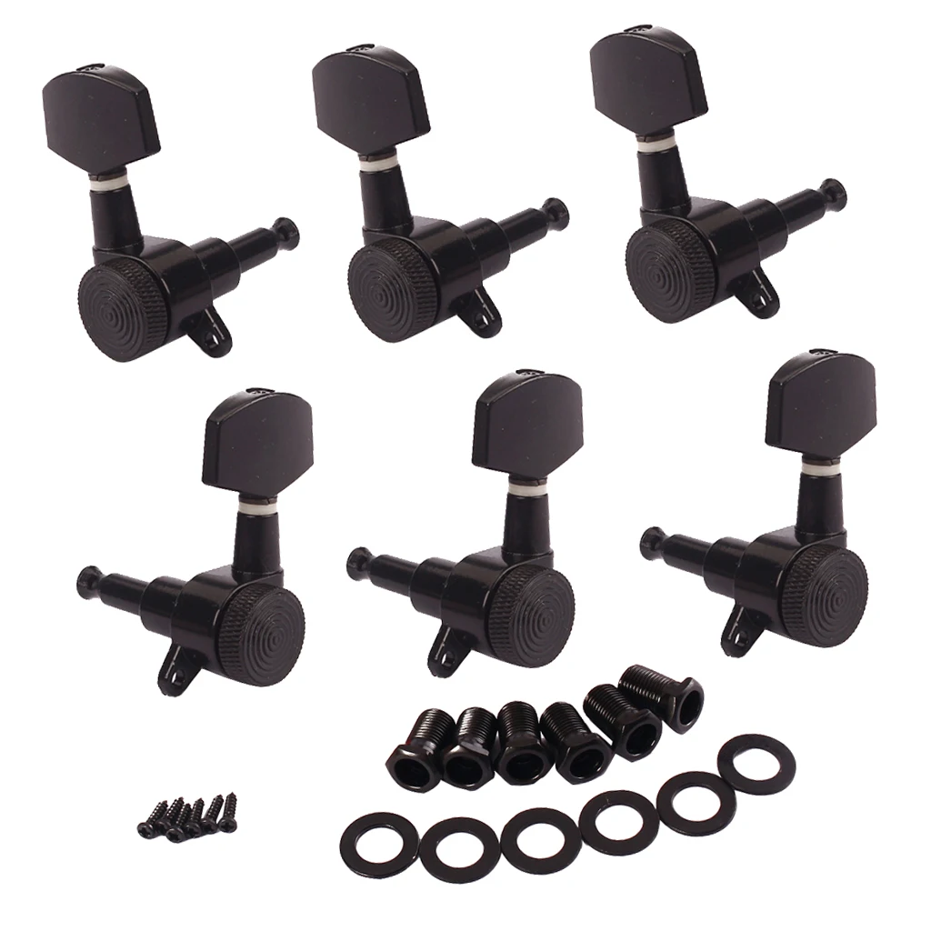 6Pcs Metal Electric Guitar Tuning Pegs Machine Heads 3R3L Black Musical Instrument Accessory
