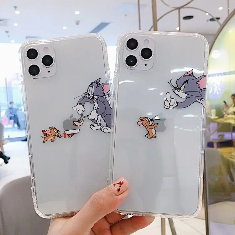 Чехол для телефона с рисунком кошки и мышки для iphone 11 Pro Max X Xr Xs Max XR 6 6s 7 8 Plus, Забавный чехол-накладка с изображением Тома Джерри