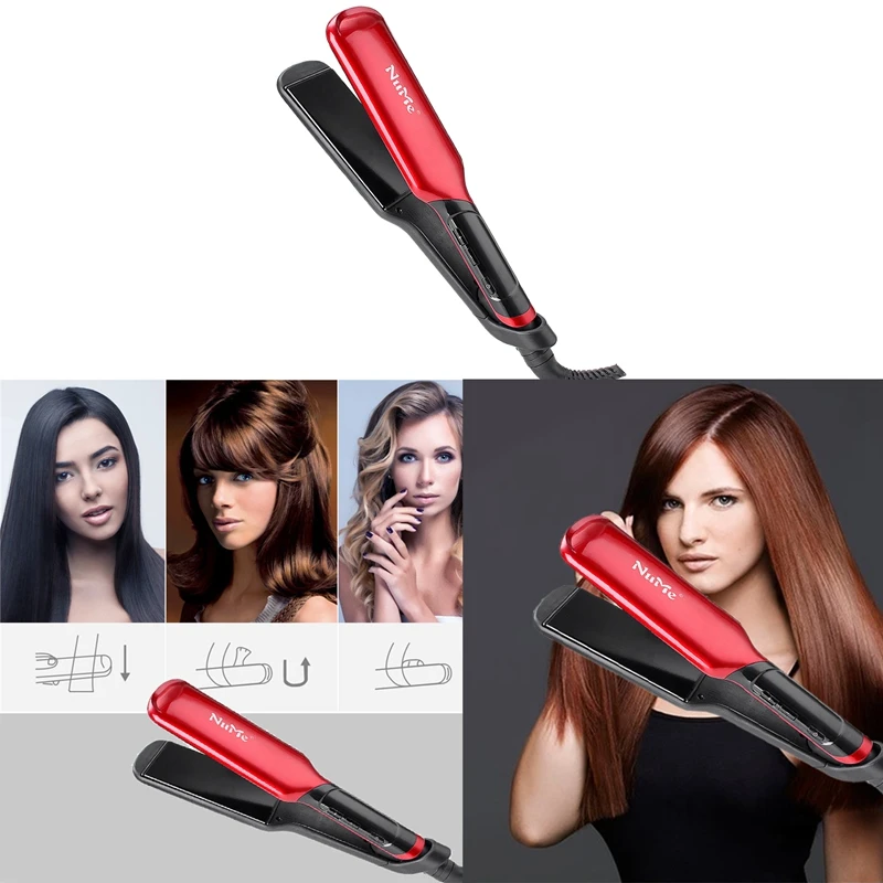 Nume Hair Straightener Hair Curler Ceramic Plates Flat Iron Wide Panel Lcd Display Hairdressing Splint Hair Styling Tool