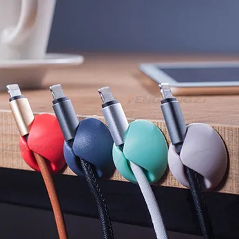 

6Pcs Cable Organizer Silicone USB Cable Management Clips Desktop Wire Manager Cord Holder Headphone Earphone Mouse Bobbin Winder