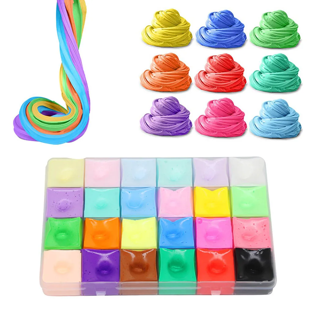 

24 Color Cloud Cotton Candy Slime Polymer Clay Supplies Super Light Soft Cotton Charms for Slime Kit Lizun Antistress Toys Child