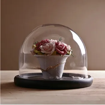 

4sets/pack 20*20cm Black Base Glass Dome Home Decoration Diameter=20cm Height=20cm Glass Cover Wedding DIY Friend Favor Gift