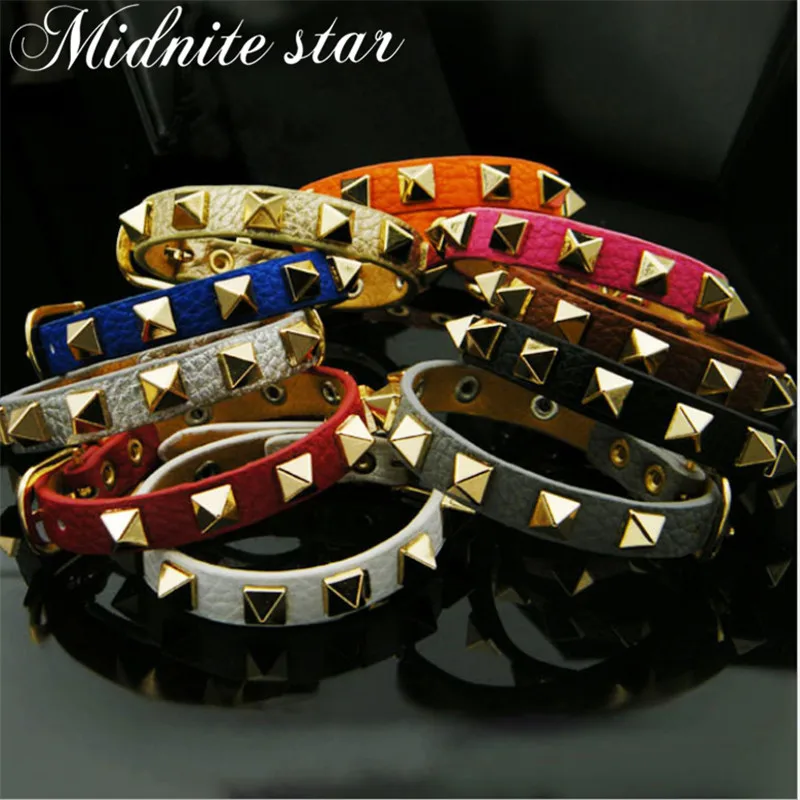 

2020 Fashion Leather Bangles For Women Fashion Gothic Punk Style Rivet Bracelets Single Loop Handmade Charm Bang