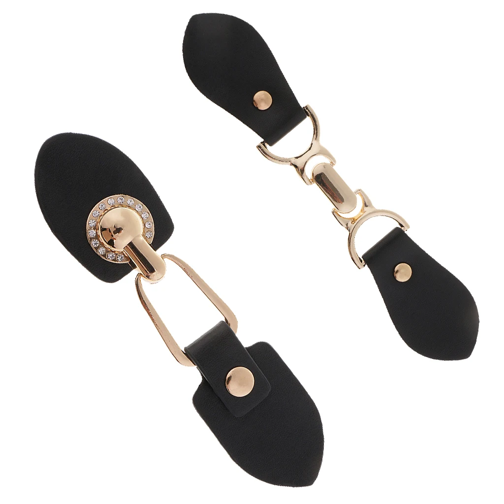 1 Pair PU Leather Toggle Button Coat Jacket Duffle Black DIY Sewing Crafts