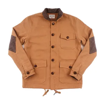 

men winter coat Vintage stand-up collar plus velvet thick jacket Multi-pocket corduroy patch puffer jacket Safari Style