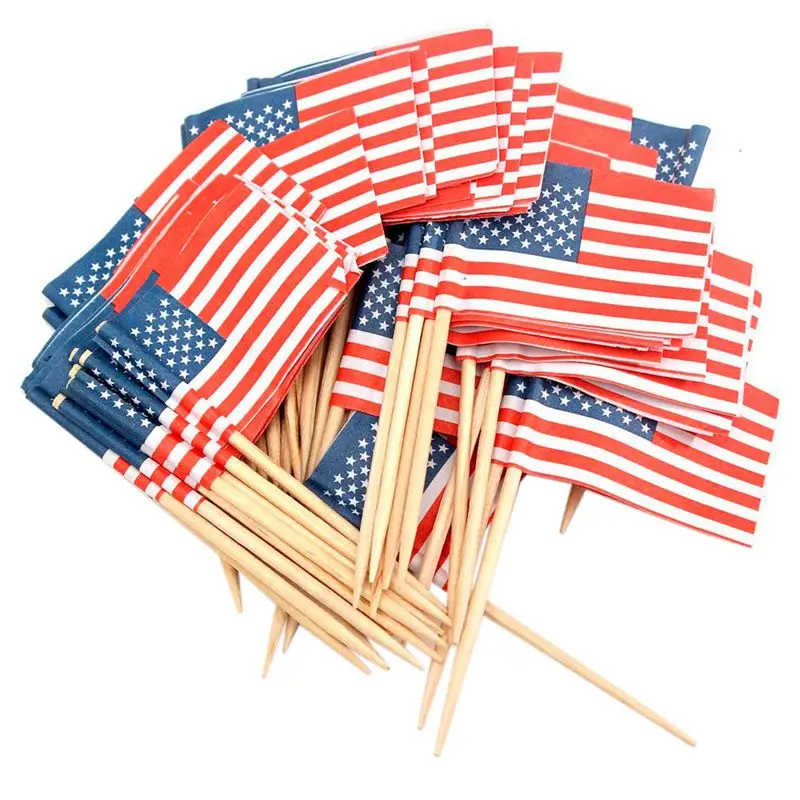 

100 American Flag Toothpicks Party Cupcake Decoration Sandwich Mini Food Picks