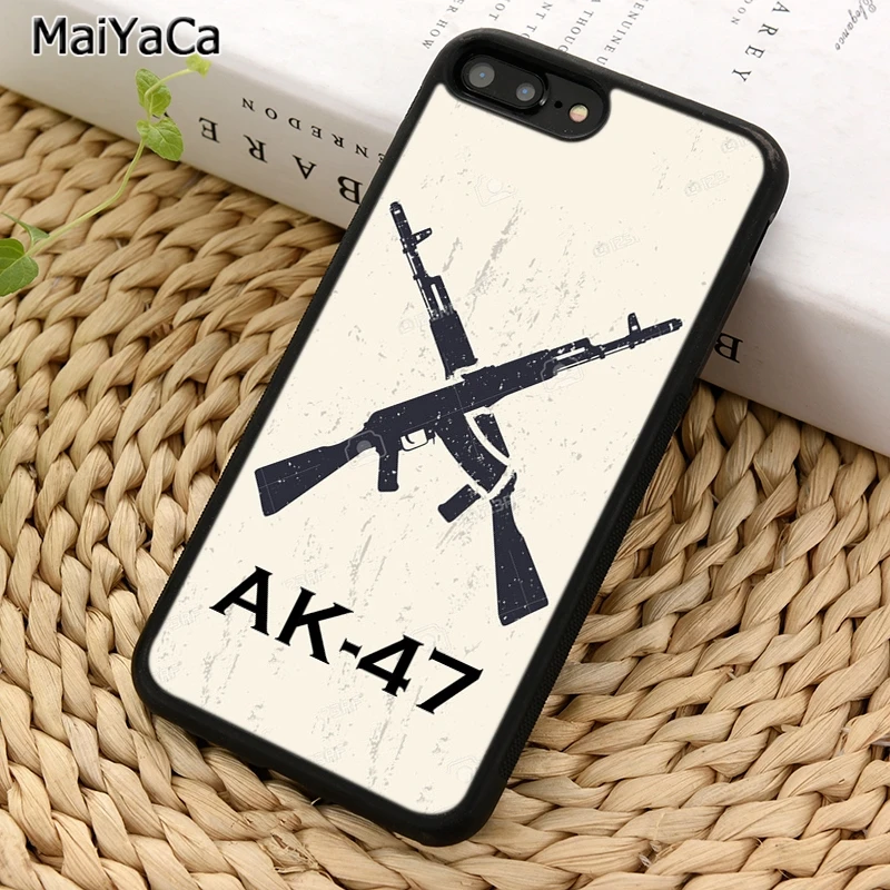 MaiYaCa Crossed AK 47 Rifles Guns Phone Case For iPhone X XR XS 11 12 13 Pro MAX 5 6 7 8 Plus Samsung Galaxy S8 S9 S10 | Мобильные