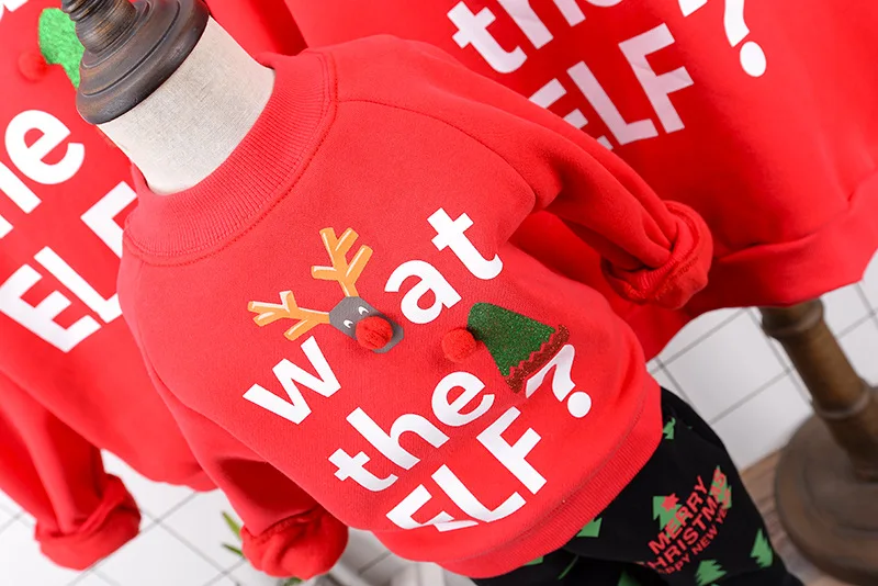 CYSINCOS Рождественский свитер футболка Семейные комплекты Северный олень, новогодняя елка олень год отец для мамы, сына, дочери зимняя Толстовка для девочек