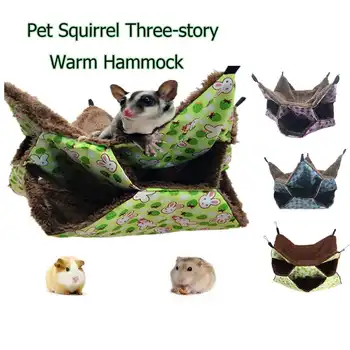 

3 Colors Multi-layer Pet Hammock Plush Fleece Soft Winter Warm Hanging Nest Sleeping Bed For Hamster Squirrel Chinchilla Guinea
