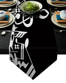 

Note Black White Table Runner Table Flag Home Party Decorative Tablecloth Table Runners for Wedding