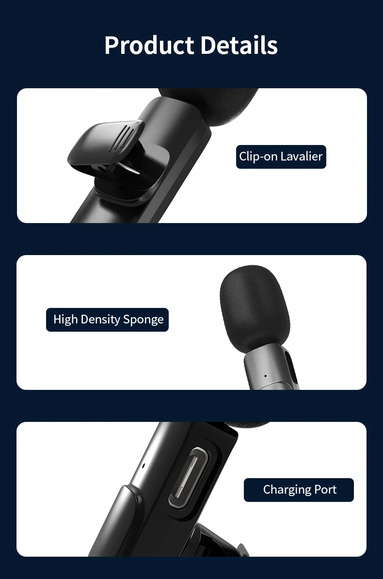 XIAOMI Wireless Lavalier Microphone Portable Video Recording Clip On Lapel Mic For IPhone Type-C Android Live Stream wireless microphone