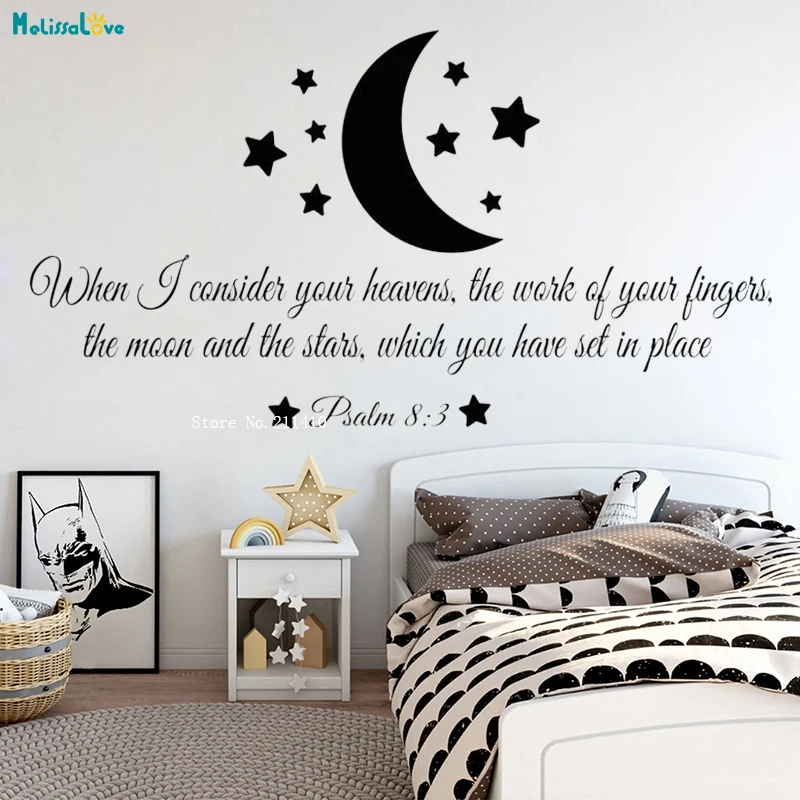 

Украшения для стен с Псалом и луной, вдохновляющие цитаты, фотообои со съемным рисунком, новый дизайн, детская комната для мальчиков YT3656