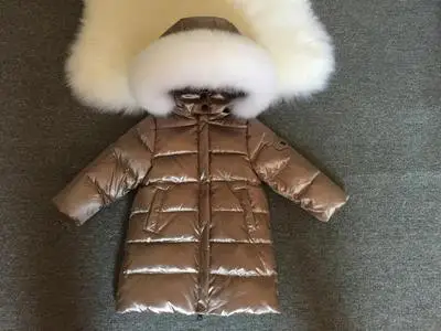 Kids Winter Duck Down Coats With Fur Collar Boys Girls Long Ski Jacket Children Snow Wear Parka Teeanagers Outerwear Thick Coats - Цвет: Y