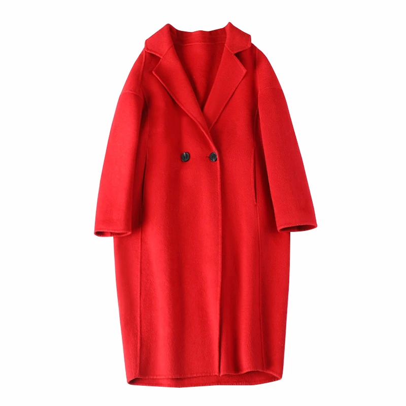 Модное длинное шерстяное пальто на одной пуговице для женщин, однотонная зимняя куртка свободного кроя, осень и зима, цена
