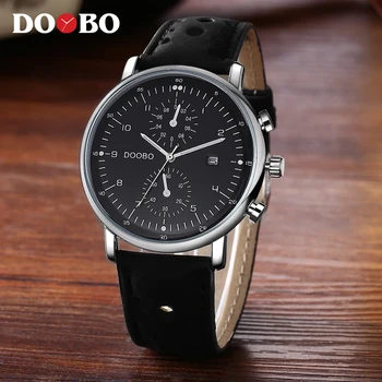 

Life Waterproof Leather Band Men Watch DOOBO Brand 2 Dial Dress Watches Men's Clock Quartz Male Wristwatches relojes hombre 2019