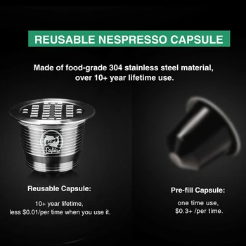 

4pcs Refillable Brewed Stainless Steel Capsules Cup Tamper Set For Nespresso Concept Machine Accessory Coffeeware