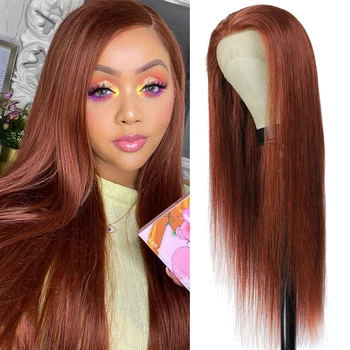 

13x4 Lace Front Human Hair Wigs SOKU Brazilian Straight Brown Blonde Red PrePlucked Lace Front Wig Remy Hair Wig For Black Women