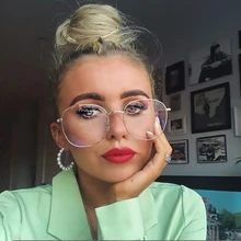 Мужские игровые очки, прозрачные линзы, большой круглый металлический синий светильник, очки, Корея, телефон, компьютер, очки, женские очки, оправа