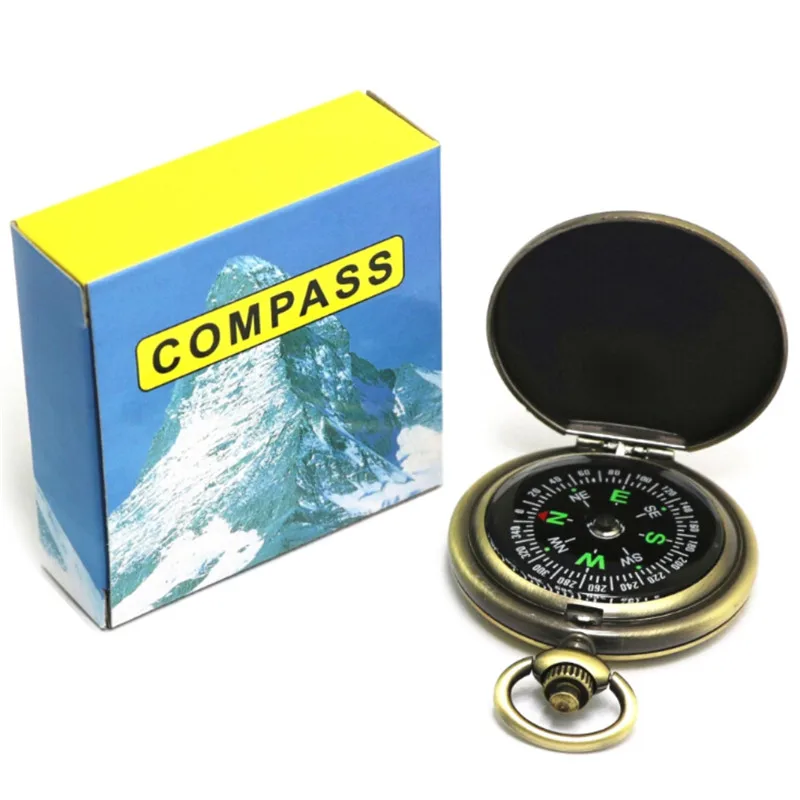 Retro Pocket Watch Compass Flip-open Portable Zinc Alloy Electroplating Polishing Compass For Climbing Travel New