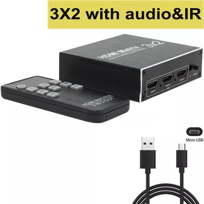 3D 1080P 4K HDMI Splitter 4Kx2K@60hz HDMI Switch Splitter 2x2 2 in 2 out 2X8 2 in 4 Out 2 in 8 Out Remote Control Power Supply