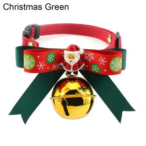 Christmas Green Рождество Хэллоуин для домашней собаки колокольчик летучая мышь Тыква Санта Лось бант шеи ремень украшение праздника - Цвет: Christmas Green