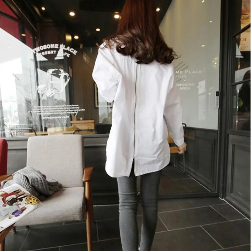 Женская блузка с молнией на спине и длинным рукавом XWW2349|white shirt women|fashion womenshirt fashion