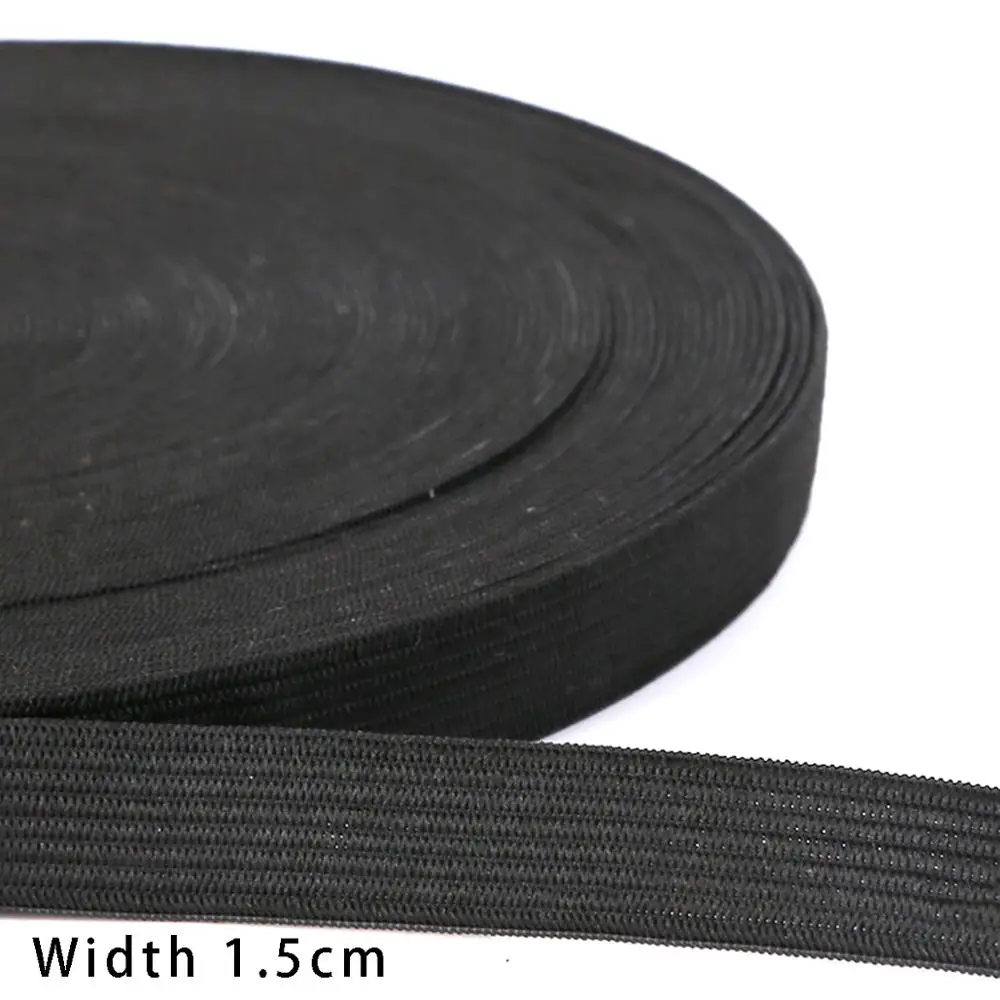 Black and White Elastic Nylon Webbing for Clothing and Sewing Accessories - 5 Yards